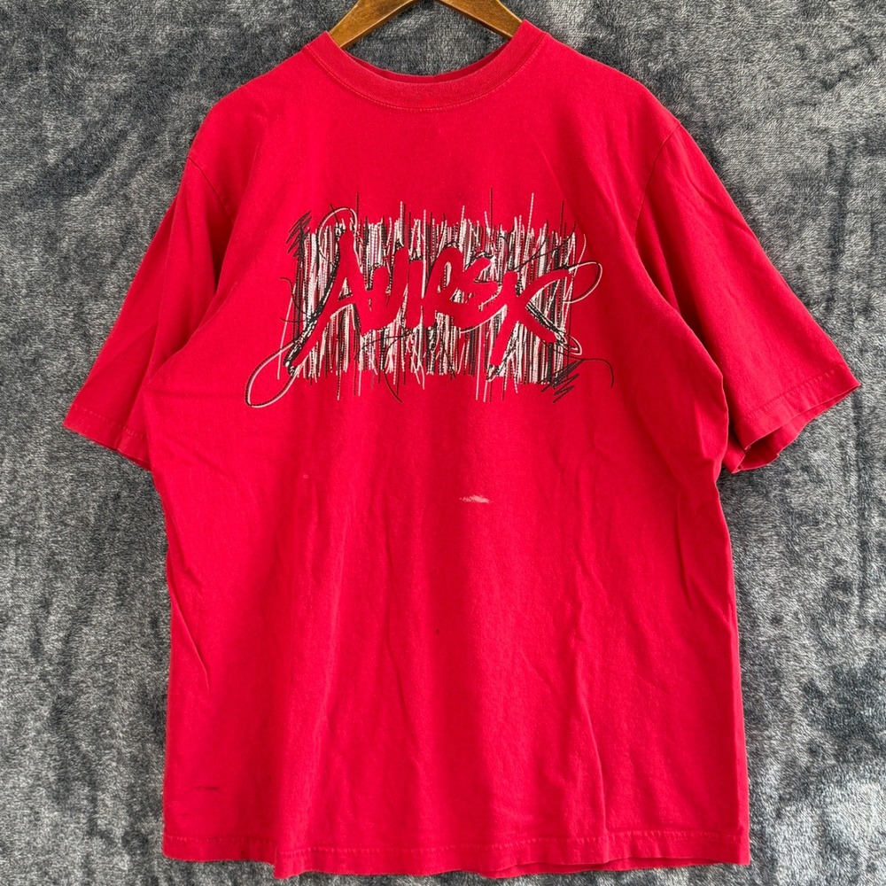 Vintage AVIREX‎ Graphic T-Shirt Medium Red Y2K Hiphop Streetwear Skater